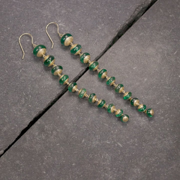 Todd Reed earrings in 18k yellow gold, Emerald beads (~44.62ct)