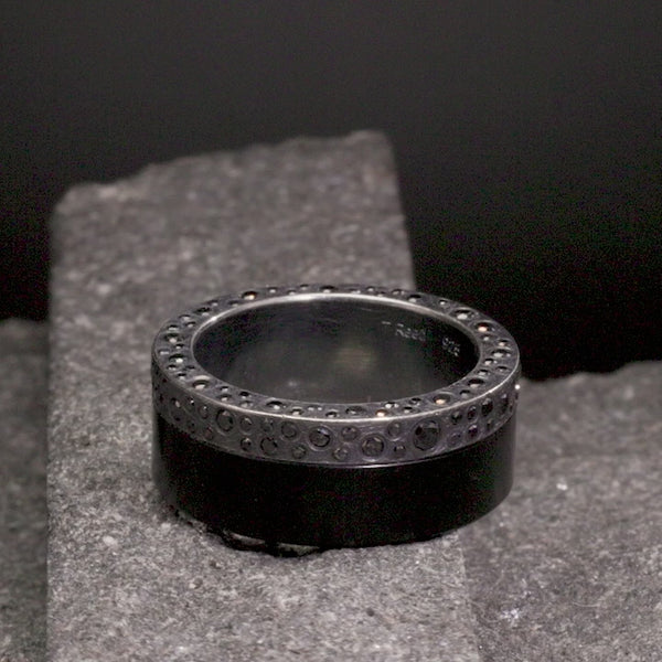 Todd Reed ring in black jade, black diamonds (~1.82ct), and sterling silver