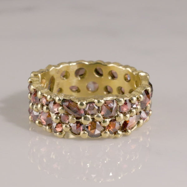 Todd Reed ring in 18k yellow gold, natural burgundy fancy cut diamonds (~3.74ct)