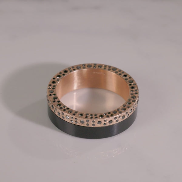 Todd Reed ring in 18k rose gold, black jade and black brilliant cut diamonds (~1.27ct)