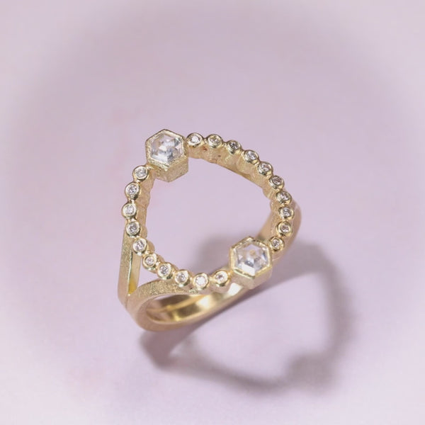 Todd Reed ring in 18 karat yellow gold and white diamonds(.99cts)