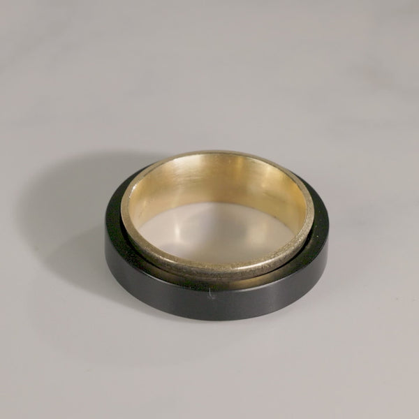 Todd Reed ring with black jade, and 18k yellow gold 