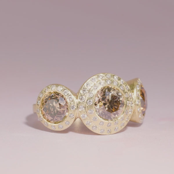Todd Reed ring made with 18k yellow gold, Autumn ™ brilliant cut diamonds (4.05ct), and white brilliant cut diamonds (.345ct)